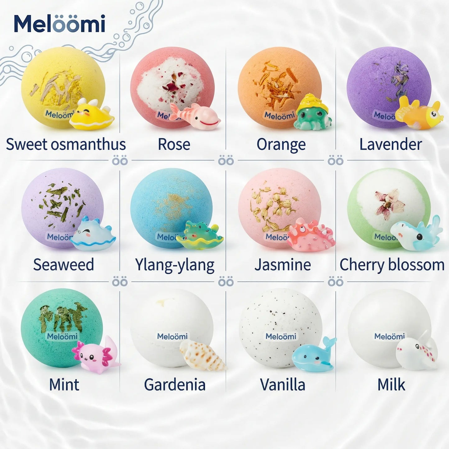 Meloomi 12-Piece Ocean Surprise Toy Bath Bomb Set