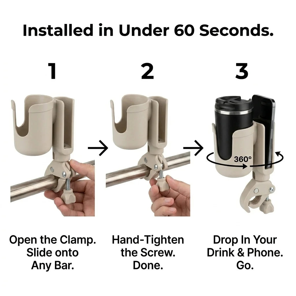 Universal Baby Stroller Cup Holder with Phone Mount