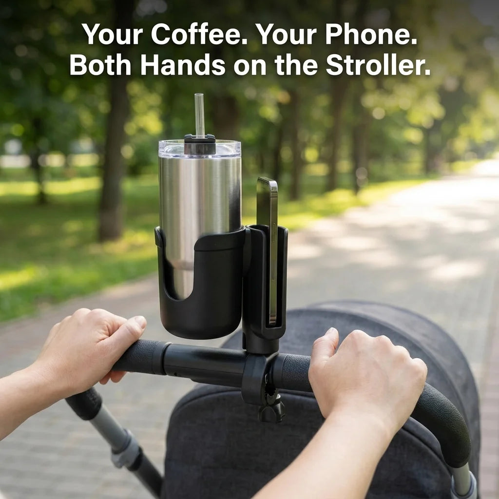 Universal Baby Stroller Cup Holder with Phone Mount