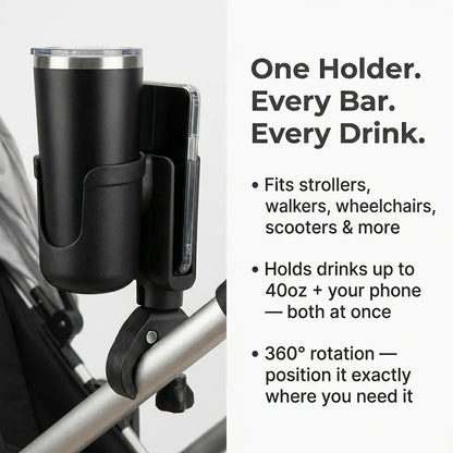 Universal Baby Stroller Cup Holder with Phone Mount