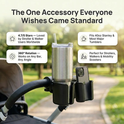 Universal Baby Stroller Cup Holder with Phone Mount