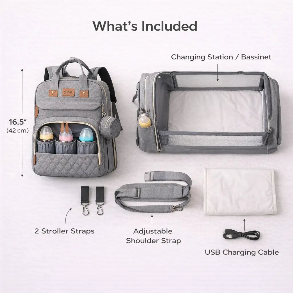 3-in-1 Diaper Backpack with Changing Station & 19 Storage Pockets