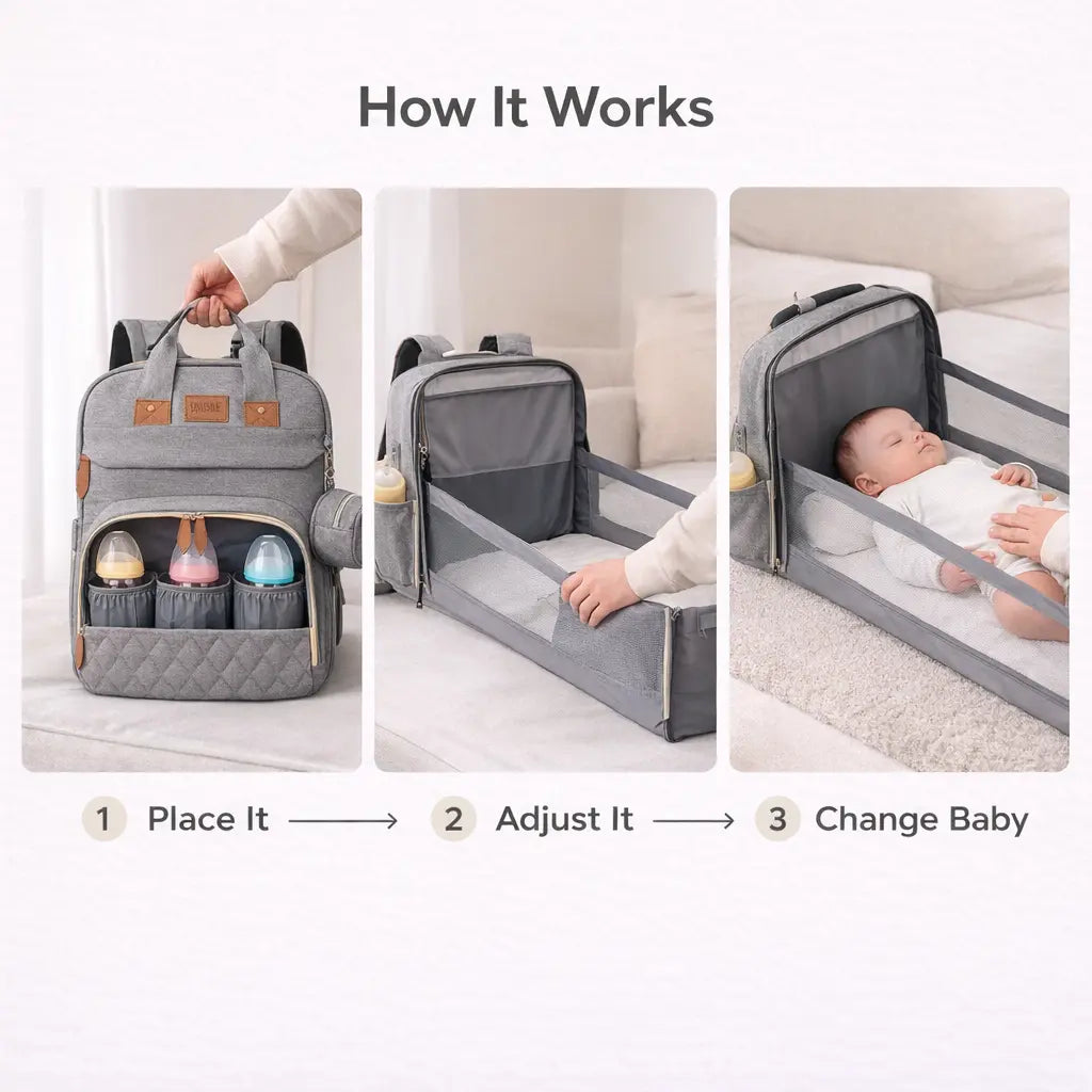 3-in-1 Diaper Backpack with Changing Station & 19 Storage Pockets