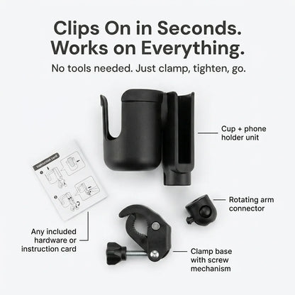 Universal Baby Stroller Cup Holder with Phone Mount