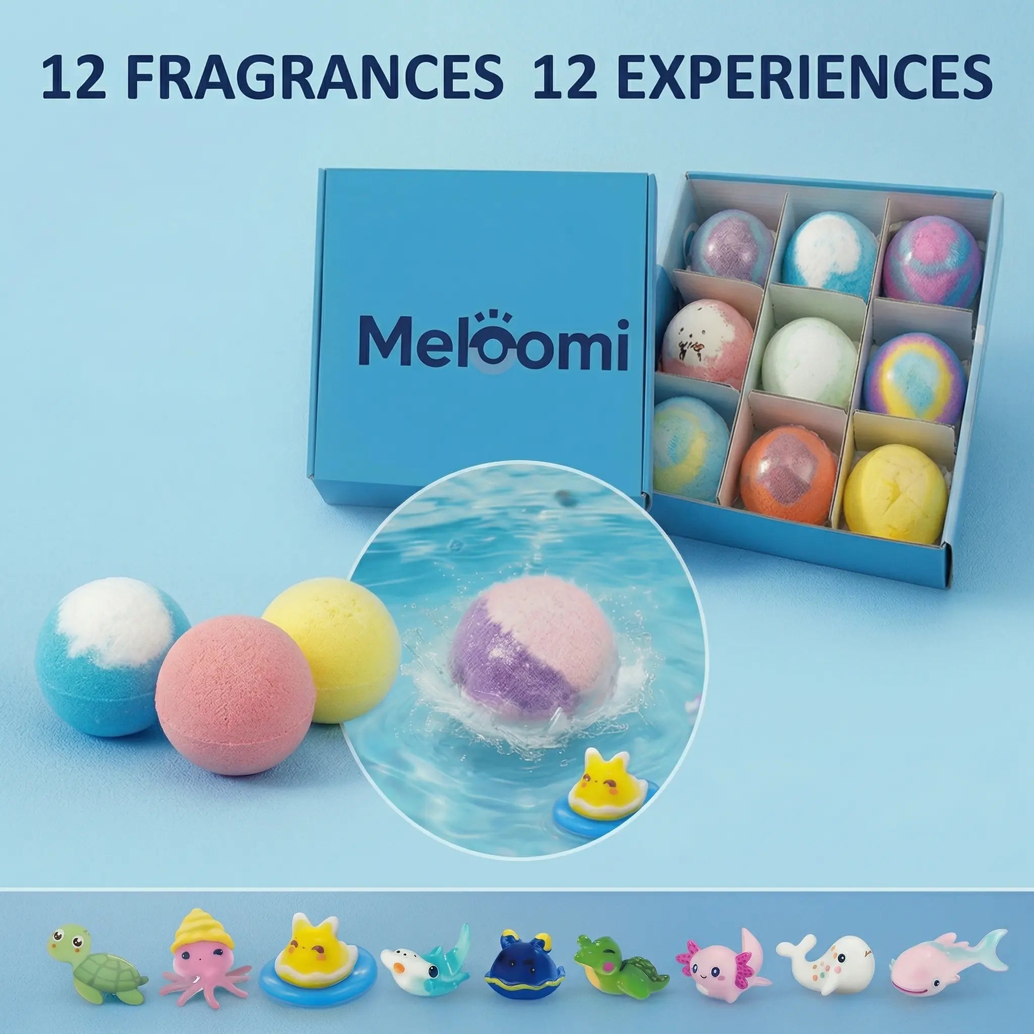 Meloomi 12-Piece Ocean Surprise Toy Bath Bomb Set